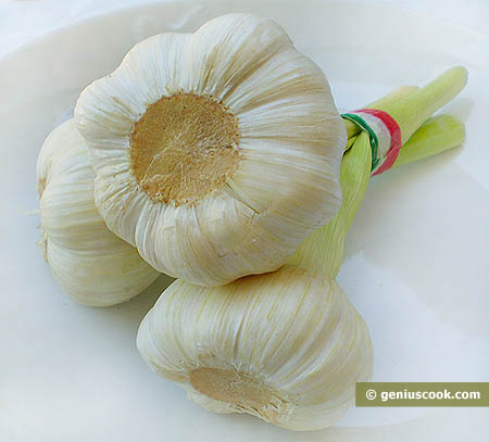 cloves of garlic. cores of garlic cloves.