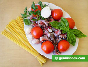 Ingredients for Bavetti with Tiger Shrimp
