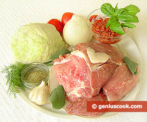 Ingredients for Pork and Cabbage Stew