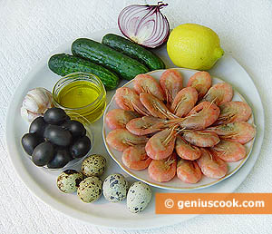 Ingredients for Shrimp Salad with Cucumbers