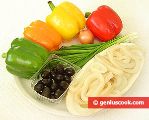 Ingredients for Squid and Sweet Pepper Salad