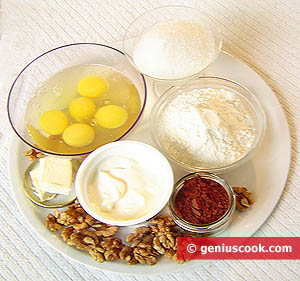 Ingredients for Chocolate Pastry Roll with Walnuts