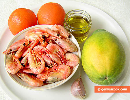 Ingredients for Papaya and Shrimp Salad