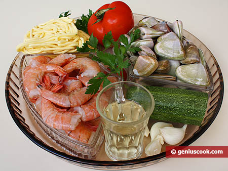 Ingredients for Pasta with Shellfish and Shrimp