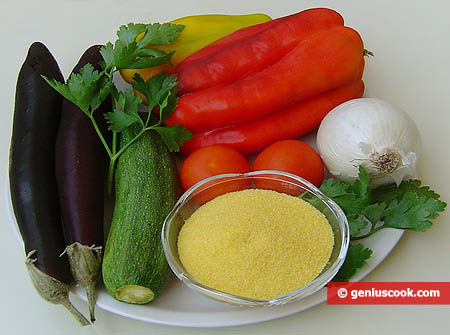 Ingredients for Polenta with Simmered Vegetables