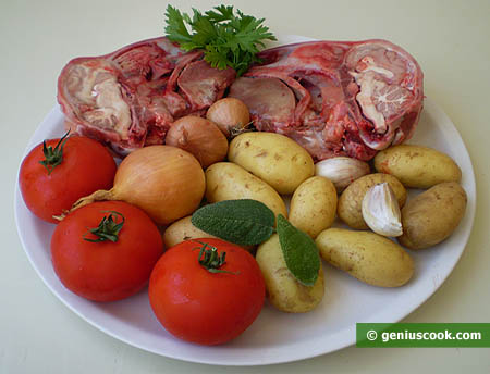 Ingredients for Baked Lamb's Head with Potatoes