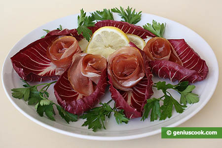 Appetizer with Radicchio Salad and Ham