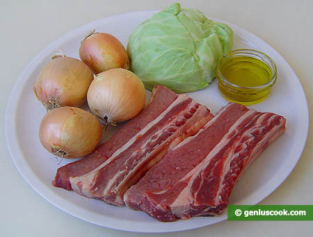 Ingredients for Beef Ribs Stewed with Cabbage