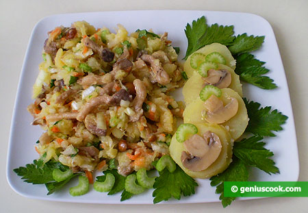 Salad with Mushrooms, Potato and Cabbage