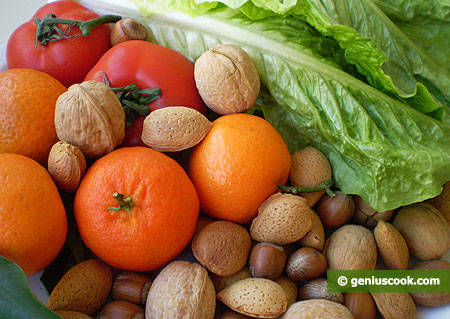 Greens, Vegetables, Fruit, Nuts