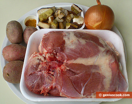Ingredients for Bake Turkey Leg with Potatoes and White Mushrooms