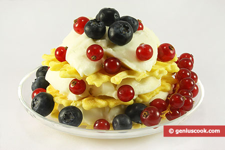 Dessert with Soufflé Cream and Fresh Berries