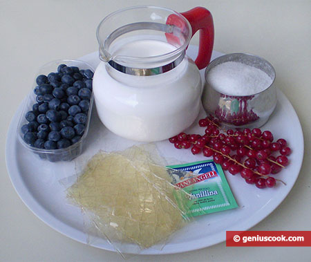 Ingredients for Dessert with Soufflé Cream and Fresh Berries