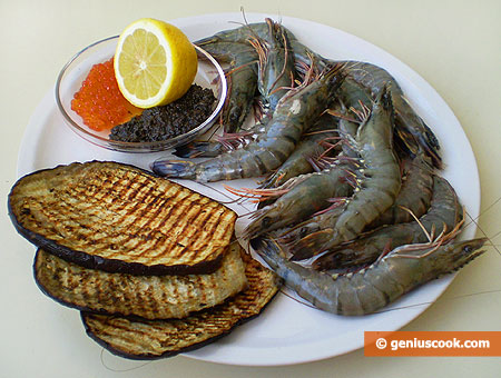 Ingredients for Grilled Tiger Shrimps with Red Caviar