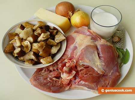 Ingredients for Julienne with Turkey and White Mushrooms