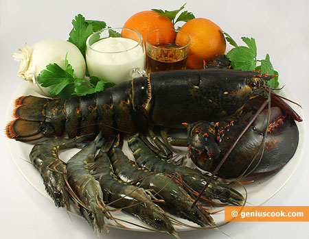 Ingredients for Lobster with Tiger Shrimps in Cream and Orange Sauce