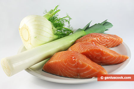 Ingredients for Salmon with Fennel and Leek