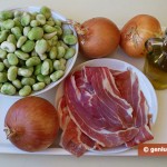Ingredients for Simmered Beans with Onions and Ham