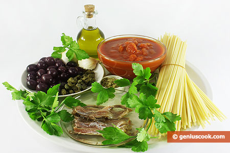 Ingredients for Spaghetti alla Puttanesca