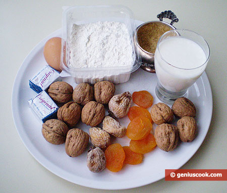 Ingredients for Buns with Nuts, Figs and Dried Apricots