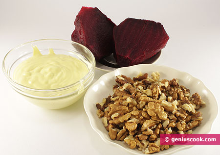 Ingredients for Salad with Red Beet and Nuts