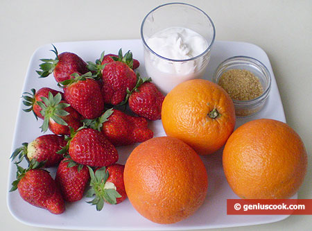 Ingredients for Salad with Strawberry and Oranges