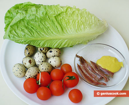 Ingredients for Appetizer From Quail Eggs and Anchovy