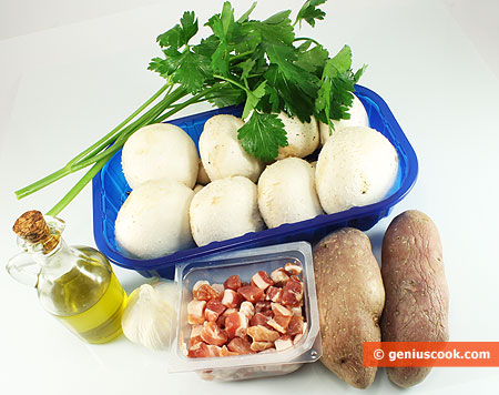 Ingredients for Field Mushrooms Stuffed with Potato and Brisket