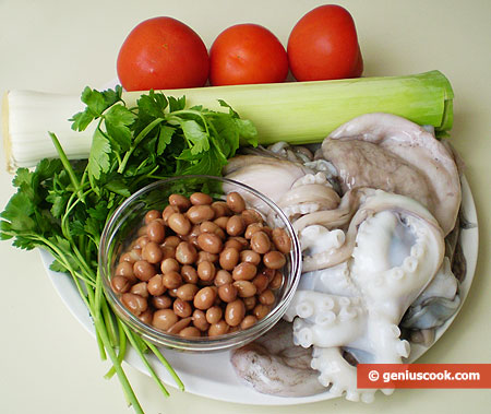 Ingredients for Moscardini with Beans and Leek