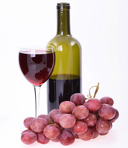 Red Wine and Grapes