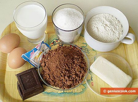 Ingredients for chocolate muffins