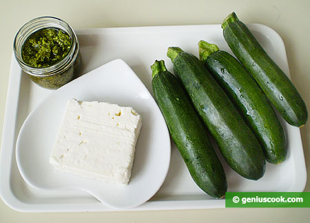 Ingredients for Zucchini with Goat Cheese and Pesto Sauce