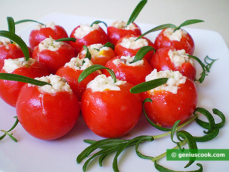 Cherry Tomatoes Stuffed with Mozzarella and Anchovy