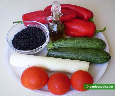 Ingredients for Black Rice with Vegetables