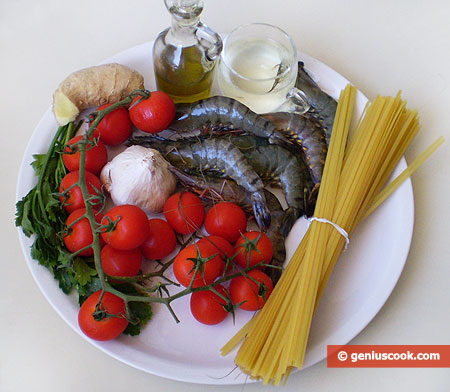 Ingredients for Linguine with Shrimps