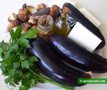 Ingredients for Rolls with Eggplant and Mushrooms