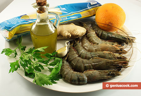 Ingredients for Trenette with Shrimps in Orange Sauce