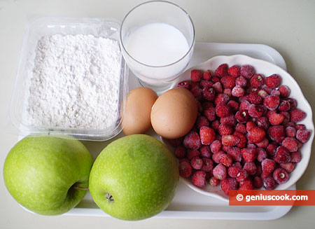 Ingredients for Apple Fritters with Strawberry Sauce