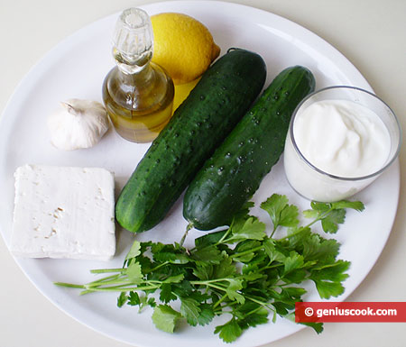 Ingredients for Tzatziki with Feta Cheese