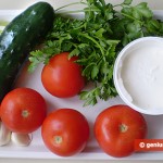 Ingredients for Tomato and Cucumber Salad