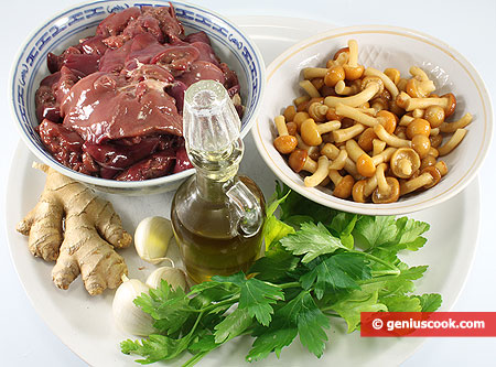 Ingredients for Chicken Liver with Ginger