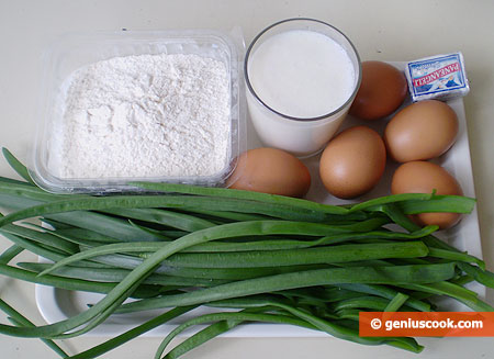 Ingredients for Patty Cakes with Egg and Green Onion