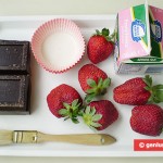 Ingredients for Chocolate Baskets with Cream and Strawberries