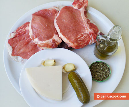 Ingredients for Rolls from Pork Fillet with Cheese and Cucumber