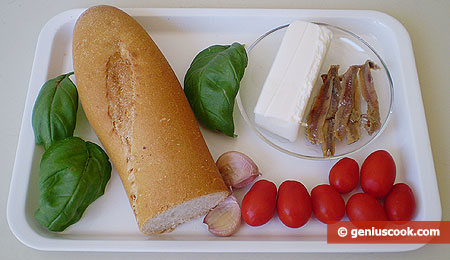 Ingredients for Crostini with Anchovy