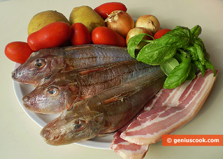 Ingredients for Gurnard with Potato and Pancetta