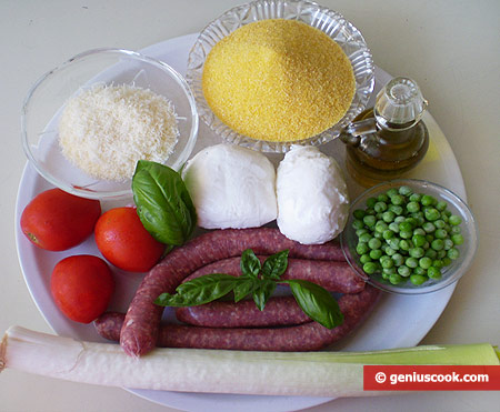 Ingredients for stuffed, baked polenta