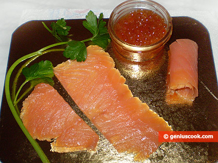 Ingredients for Salmon Rolls with Caviar