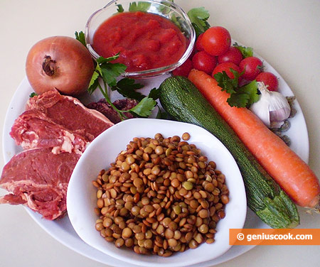 Ingredients for Lentil Soup with Mutton