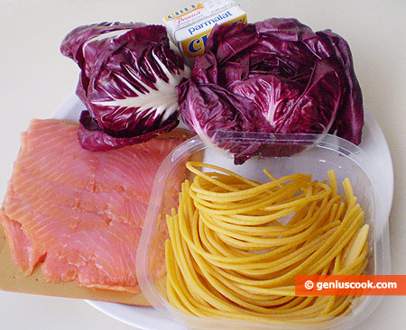 Ingredients for Pasta with Radicchio and Salmon